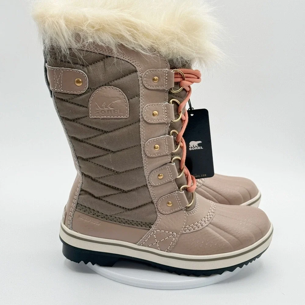 Sorel Tofino Ii Boots Size 5 Womens Omega Taupe/Pink Snow‎ Waterproof NEW